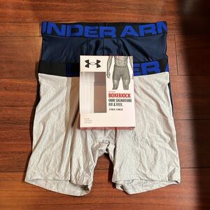 2-Pack Under Armour Tech Boxer Briefs Medium Blue Gray 1363619 408 New 6 Inch
